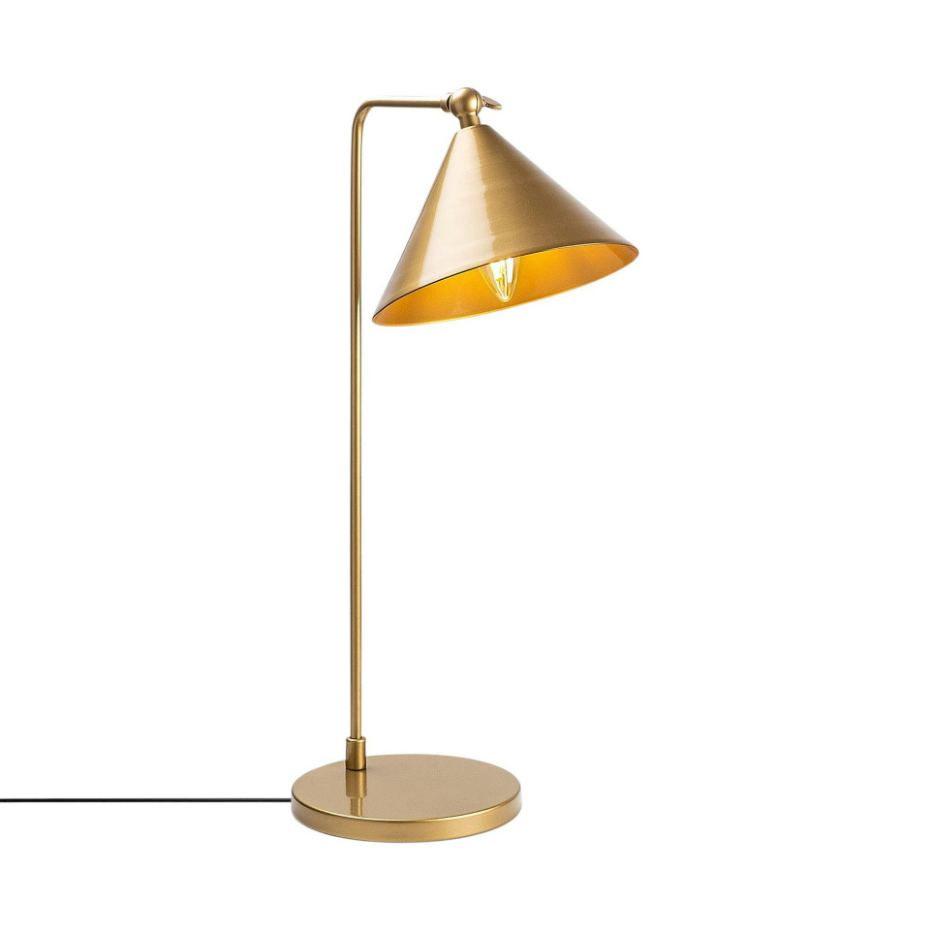Lampe de table moderne dorée, abat-jour conique SILE