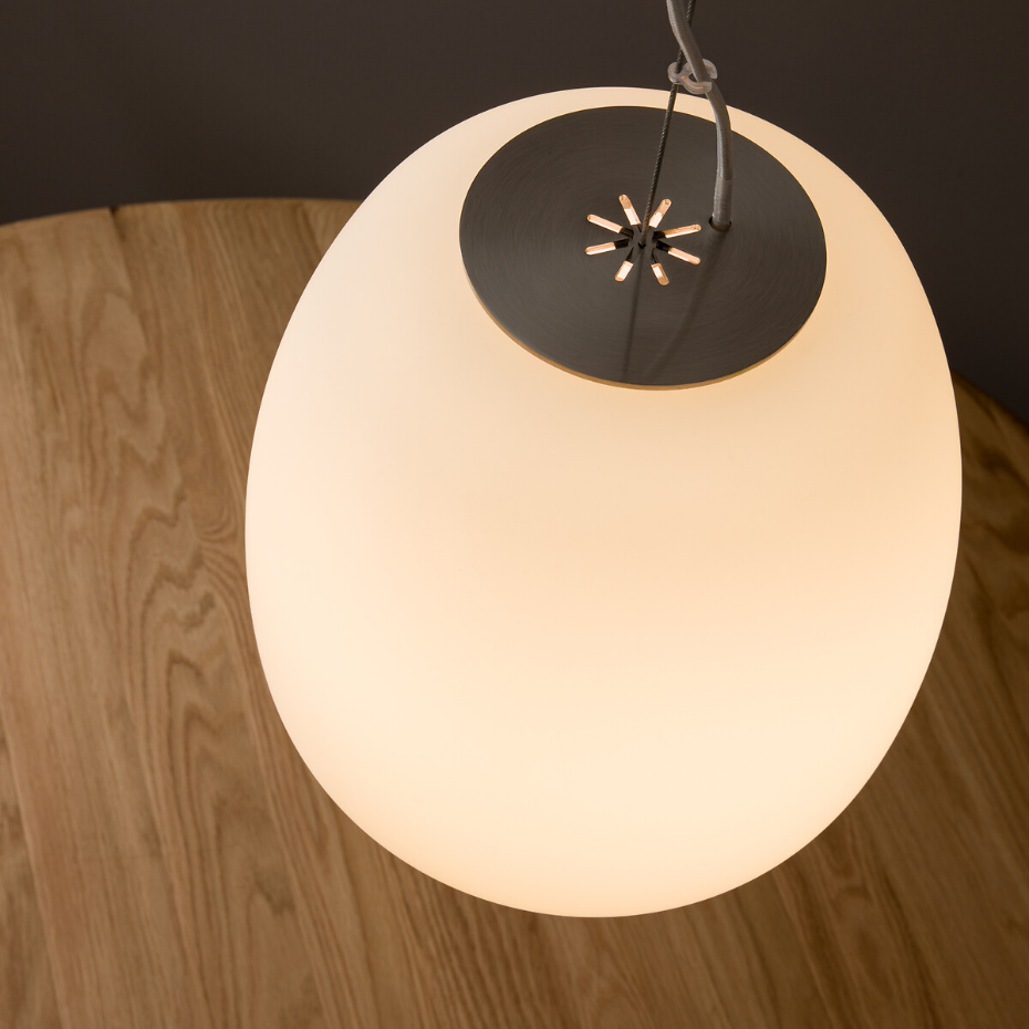 Suspension en verre givré, forme oblongue, Raeyes