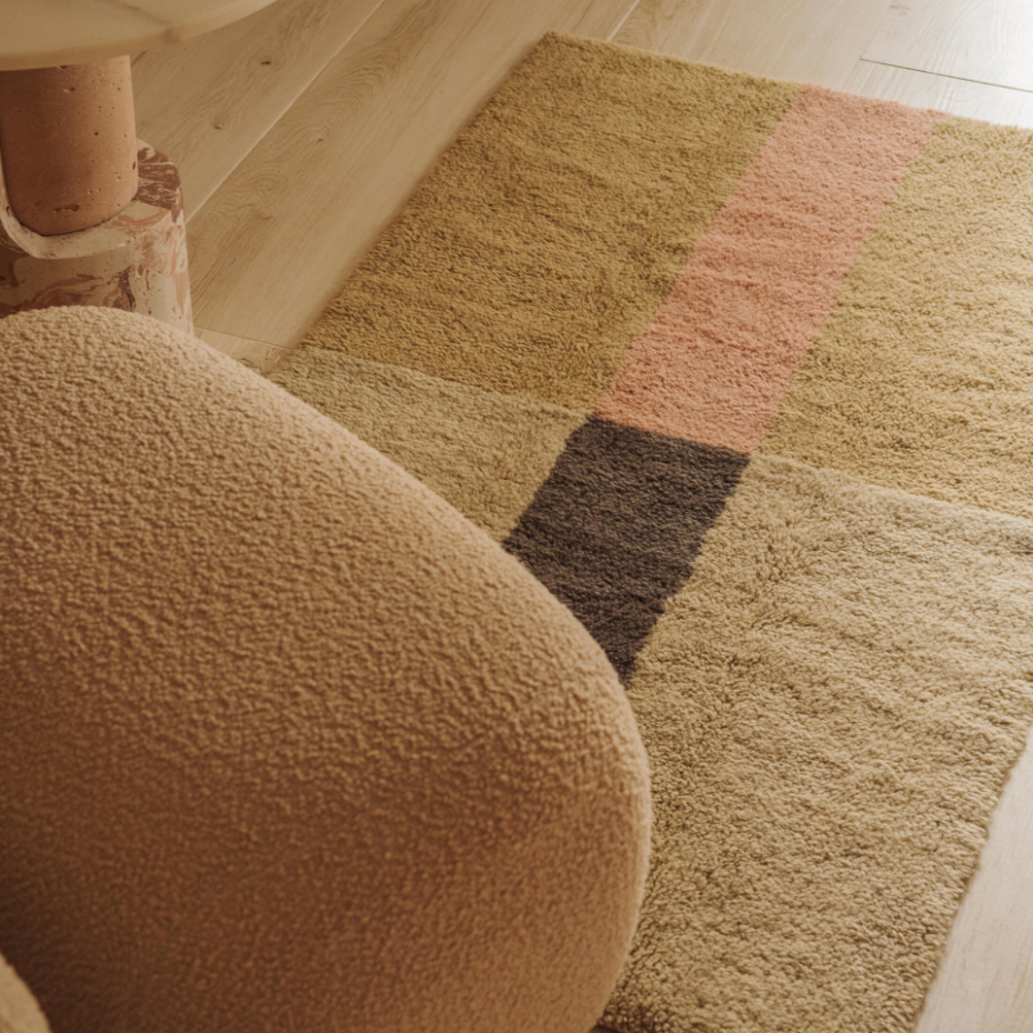 Tapis Lainable Rectangulaire Rose Fané CHROMA STRIPES