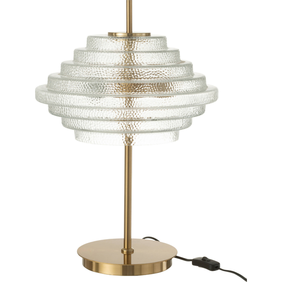 Lampe de table en verre martelé rond