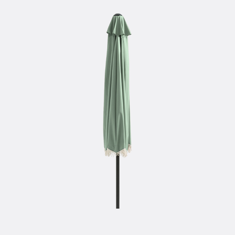 Demi-parasol de balcon à franges Medio