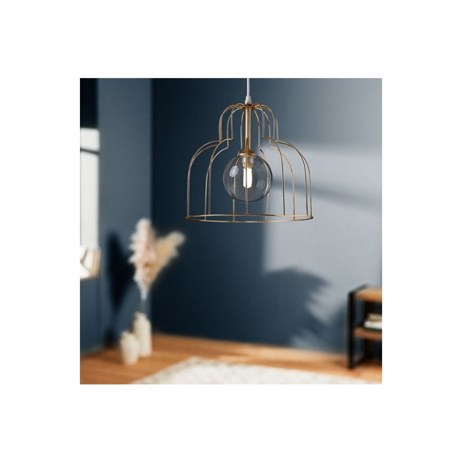 Suspension Métal Et Verre Alouette Dorée