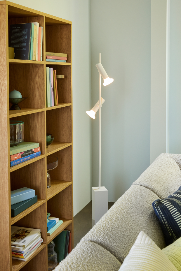 Lampe sur pied en verre et fer SET