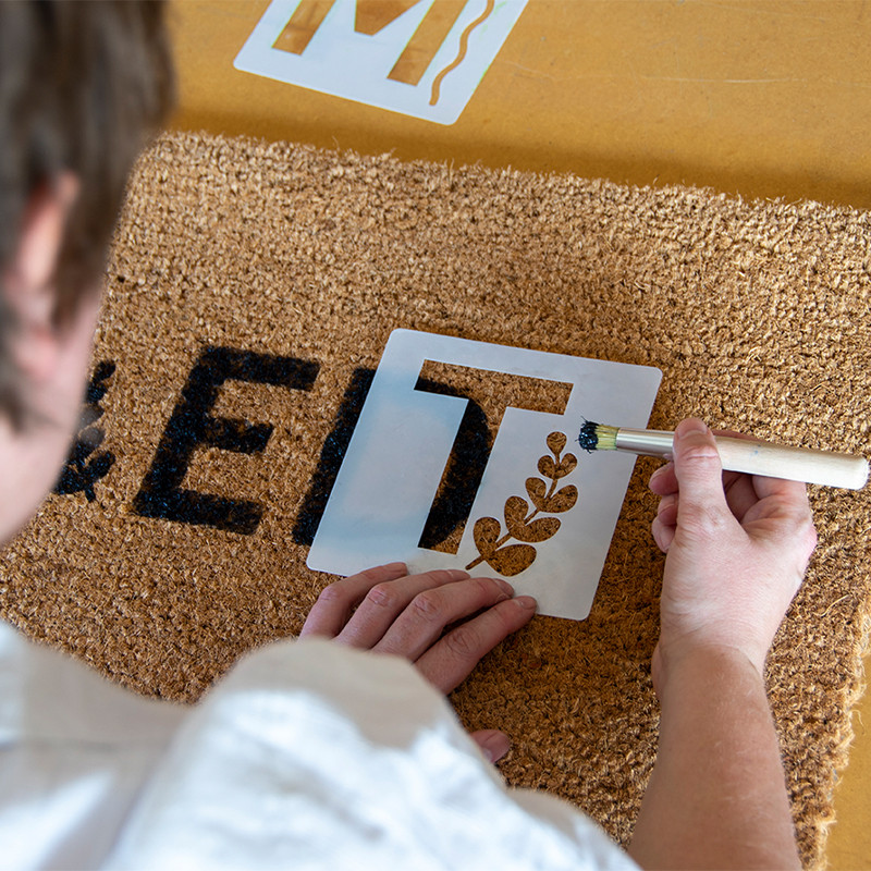 Paillasson en fibres de coco à personnaliser DIY Lettres