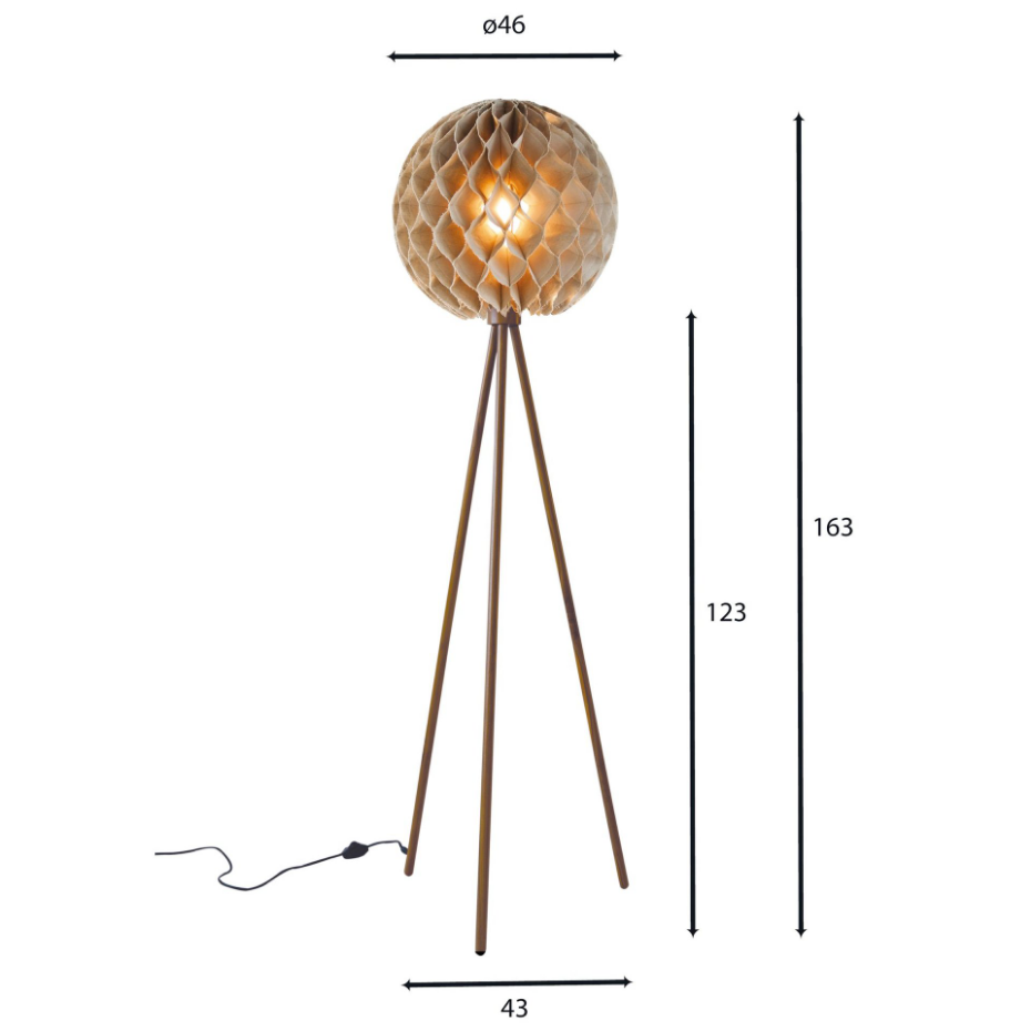 Lampadaire en lin pied en teck