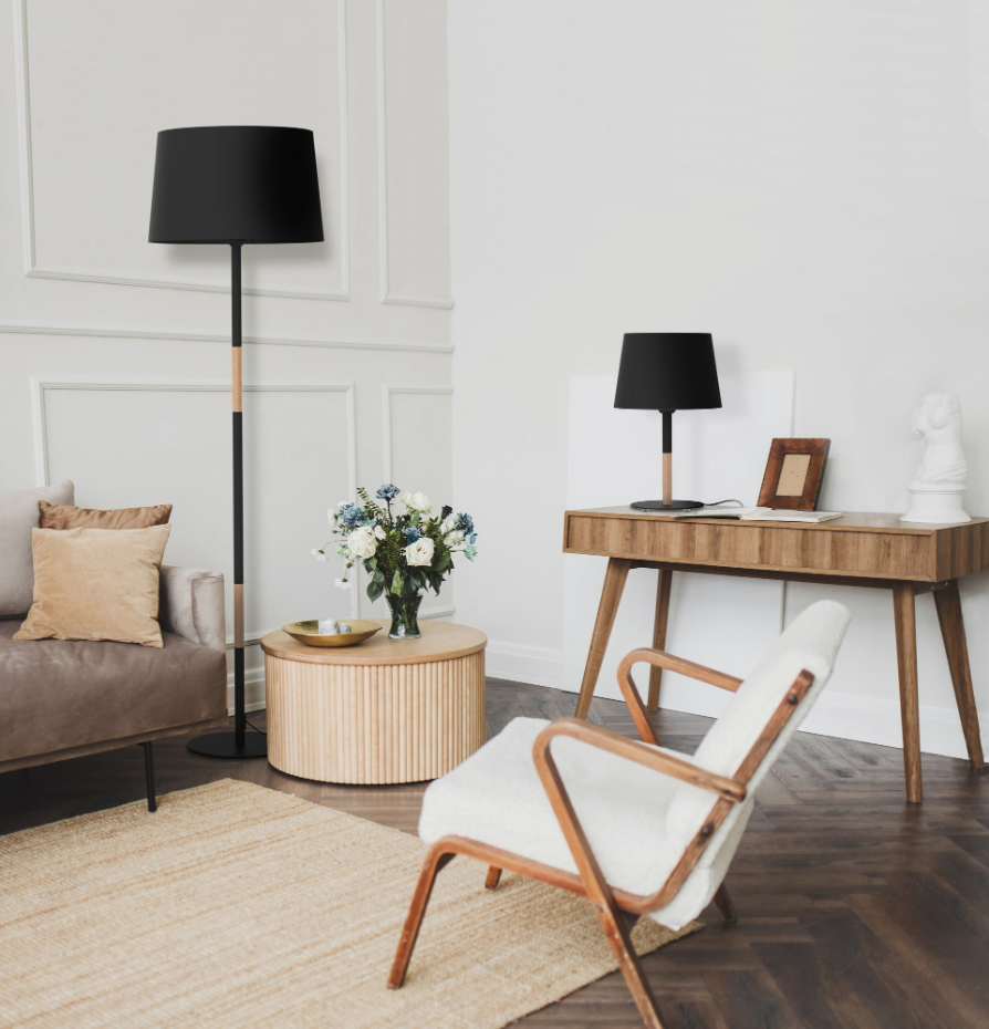 Lampe à poser en hêtre verni MIKADO