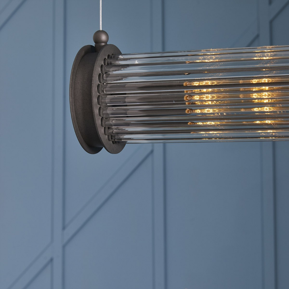 Suspension tube double verre métal gris