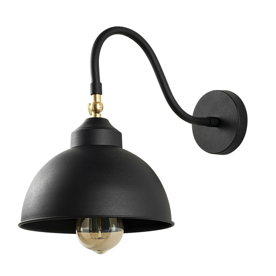 Applique vintage noir mat, abat-jour orientable SILE