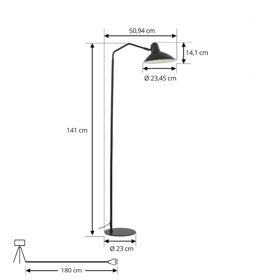 Lampadaire en métal moderne, Adrik