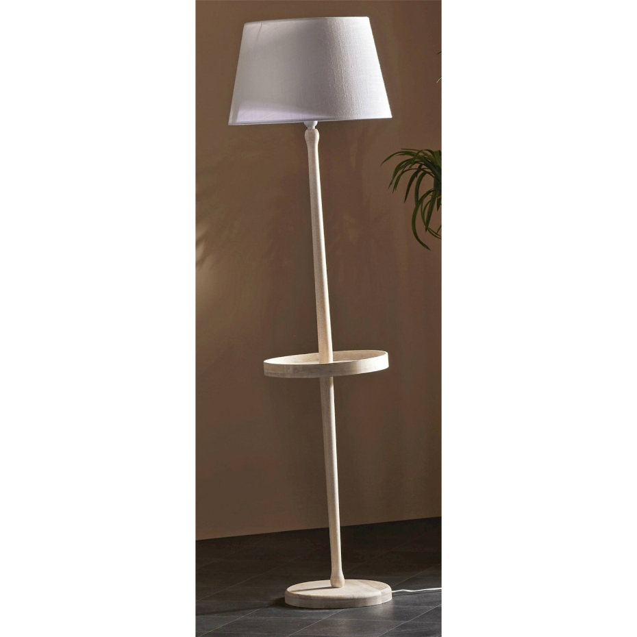 Lampadaire rond en bois et tissu