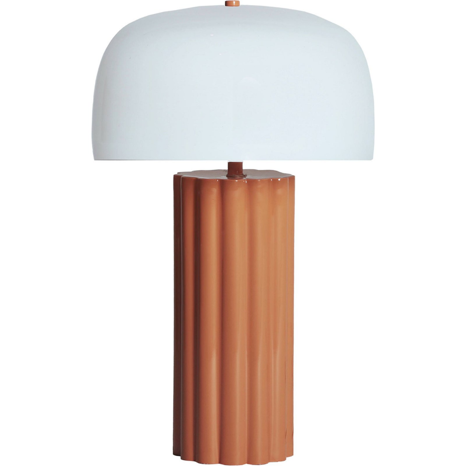 Lampe à poser en fer terracotta et verre