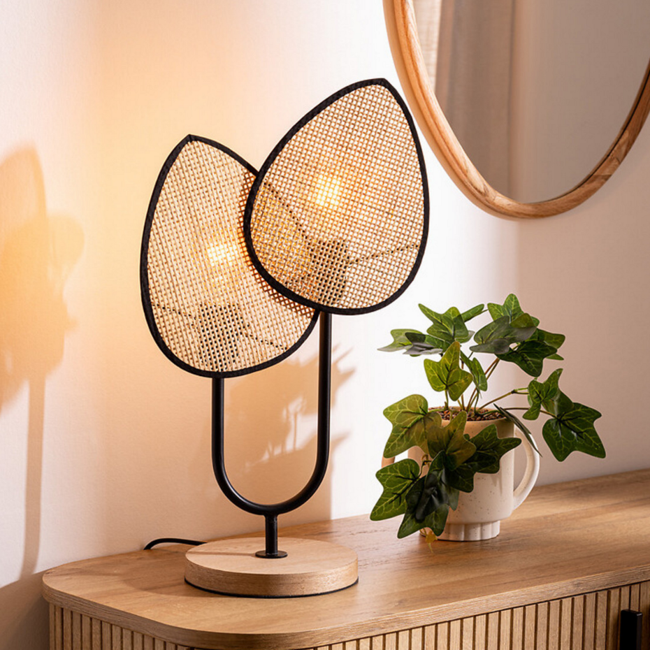Lampe à poser métal rotin OLME