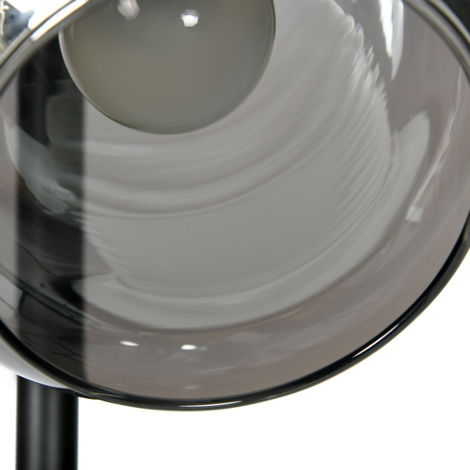 Lampadaire globe design néo-rétro 3 ampoules orientables H. 162 cm métal noir doré verre gris