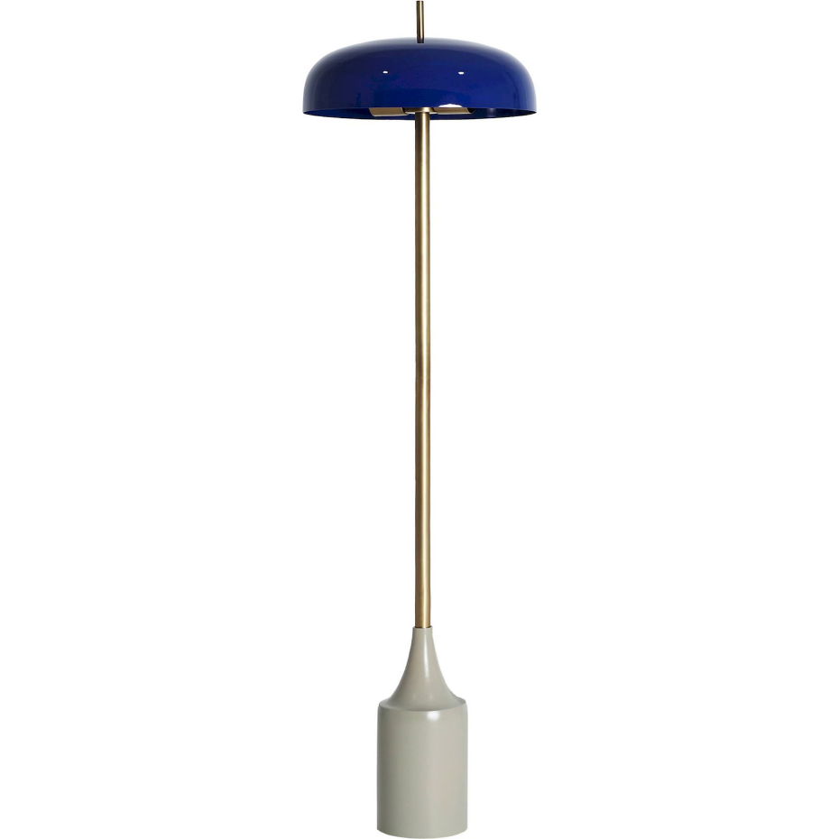 Lampe sur pied contemporaine finition bleue et dorée brillante
