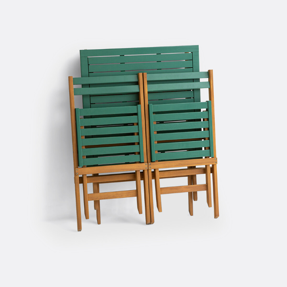 Ensemble de jardin pliable, 3 pièces, en acacia, DUDENA