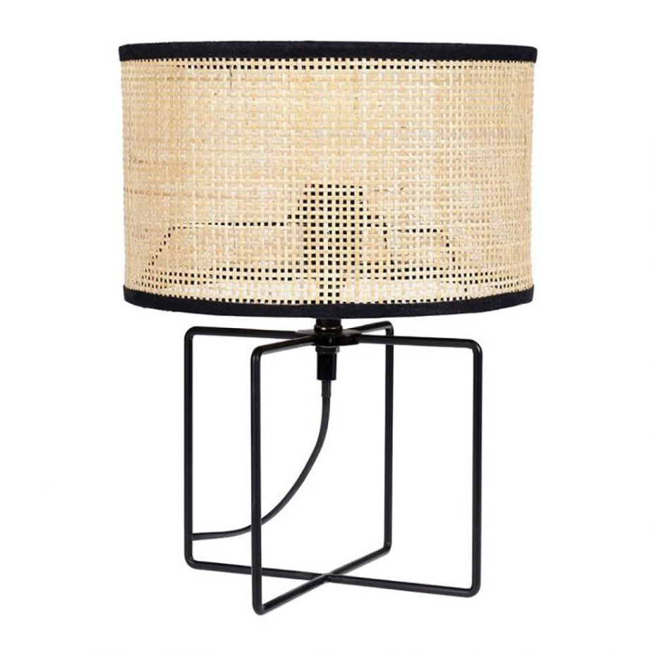 Lampe Métal Rotin Yuca Noir