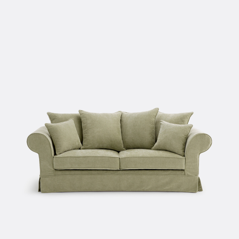 Canapé droit, convertible, 2 ou 3 places, en polyester chiné, ADELIA