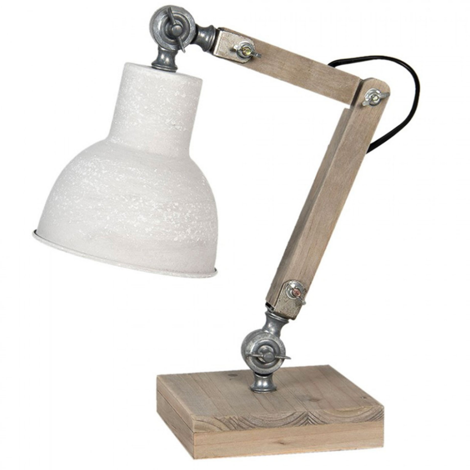 Lampe bureau style industriel en métal et bois 15x15x47cm