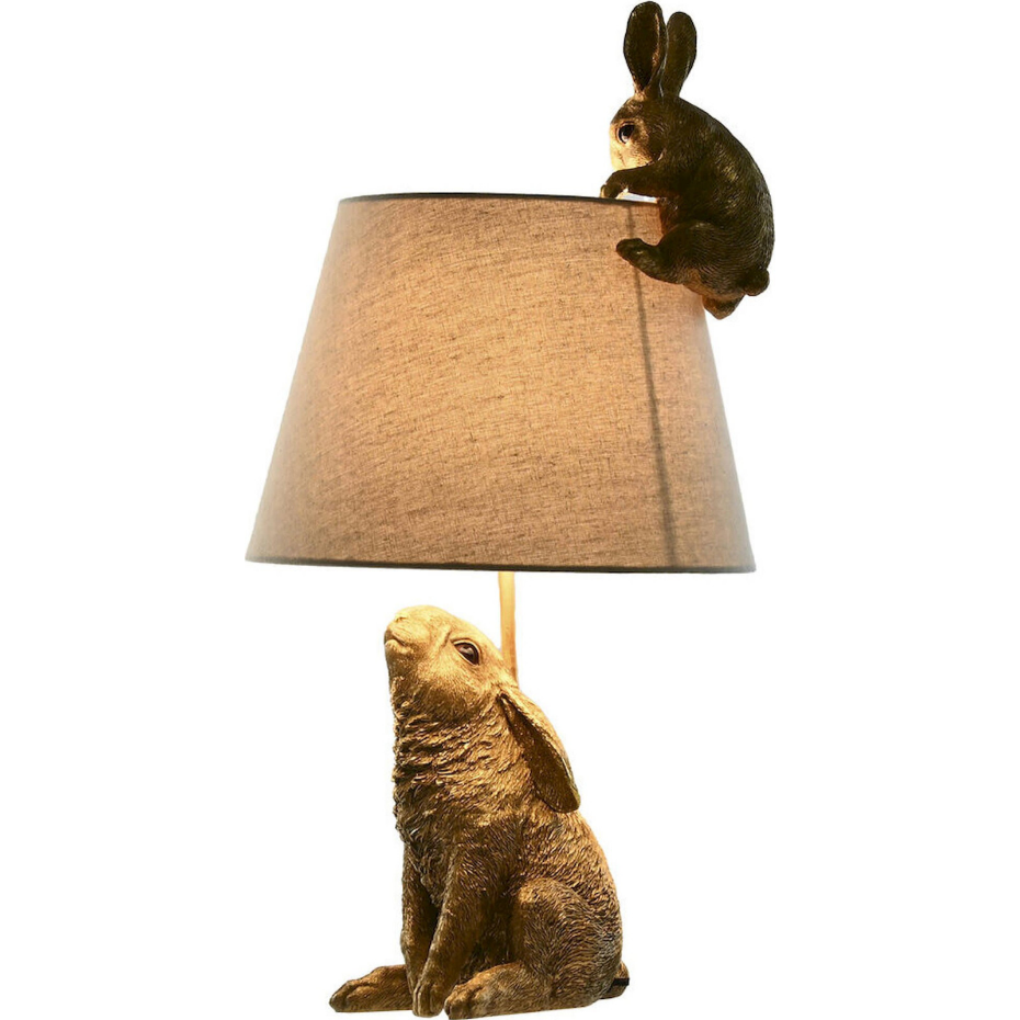 Lampe de table lapin en résine style shabby rond Shabby