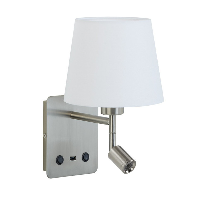 Applique Tête De Lit Chrome mat Lampe Et Liseuse Room2 Usb
