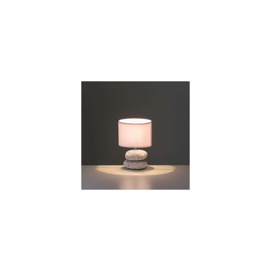 Lampe à Poser Galets Blancs Abat-jour Blanc