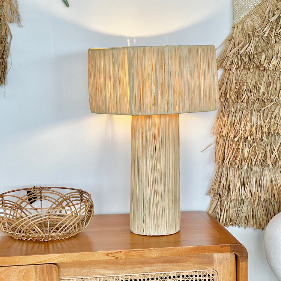 Lampe à poser en raphia ROSY XL