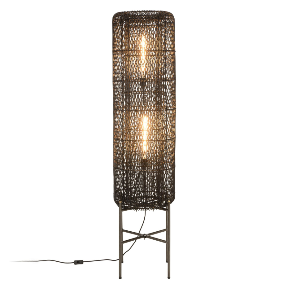 Lampadaire en rotin pieds métal FOLELLI