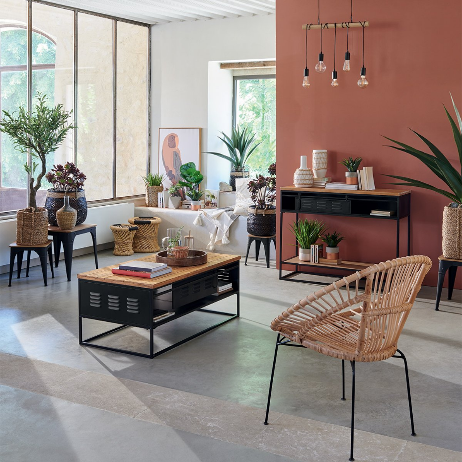 Suspension bois métal 5 lampes JAKE