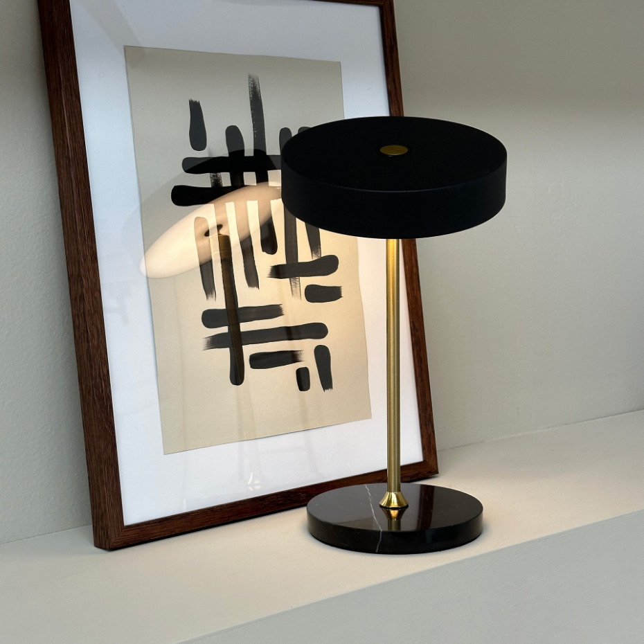 Lampe à poser LED MOONLIGHT noir, marbre