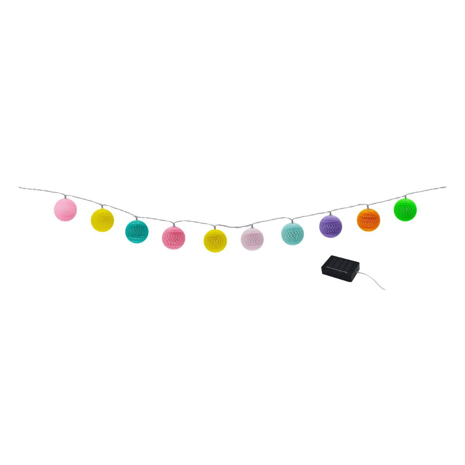 Guirlande solaire MIMY COLORS 10 boules coton 3.8M