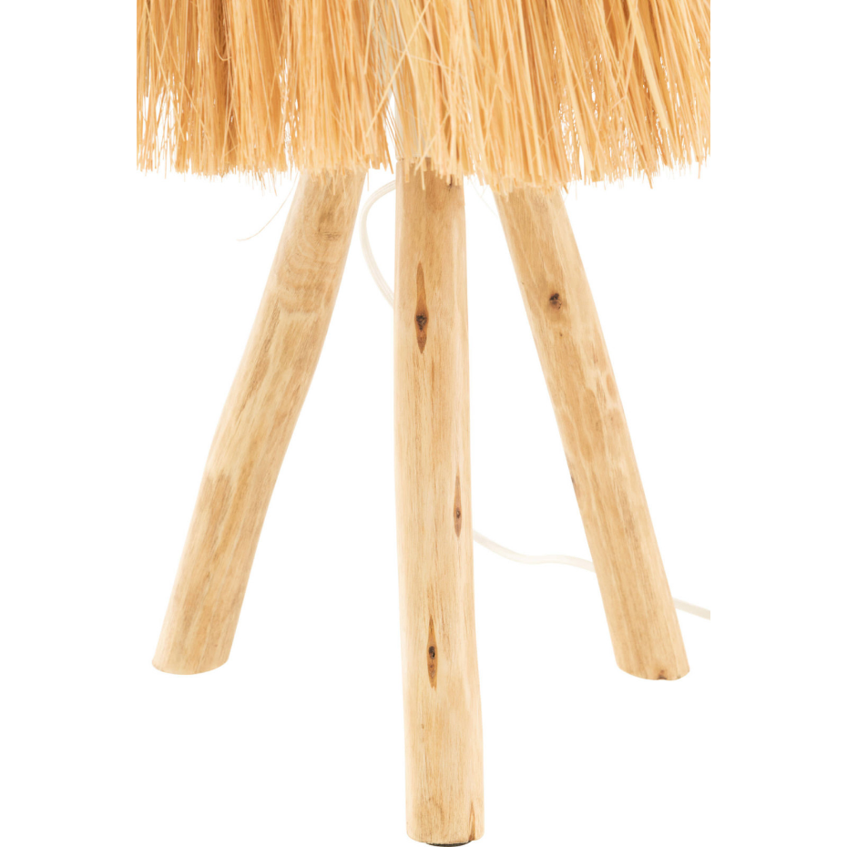 Lampe ronde en bois et fibre végétale