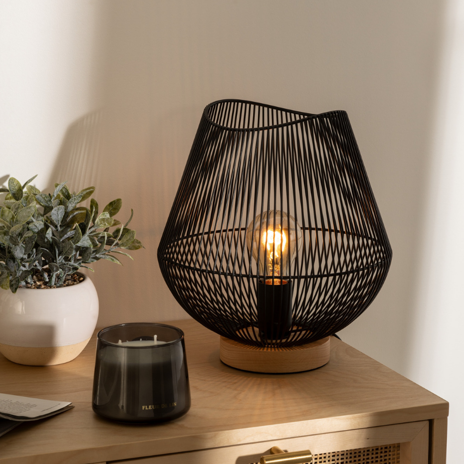 Lampe filaire bois de hêtre JENA