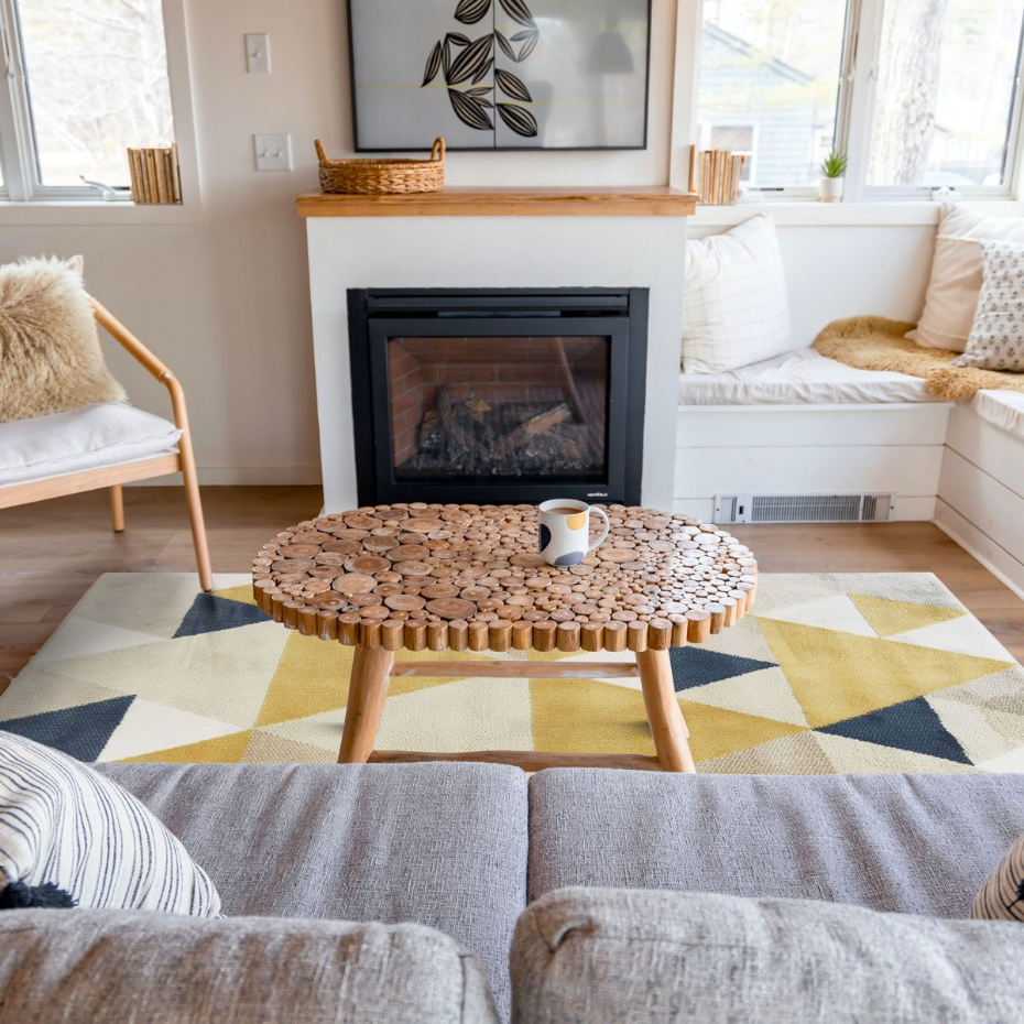 Tapis salon toucher laineux motif triangles  GEO SCANDI