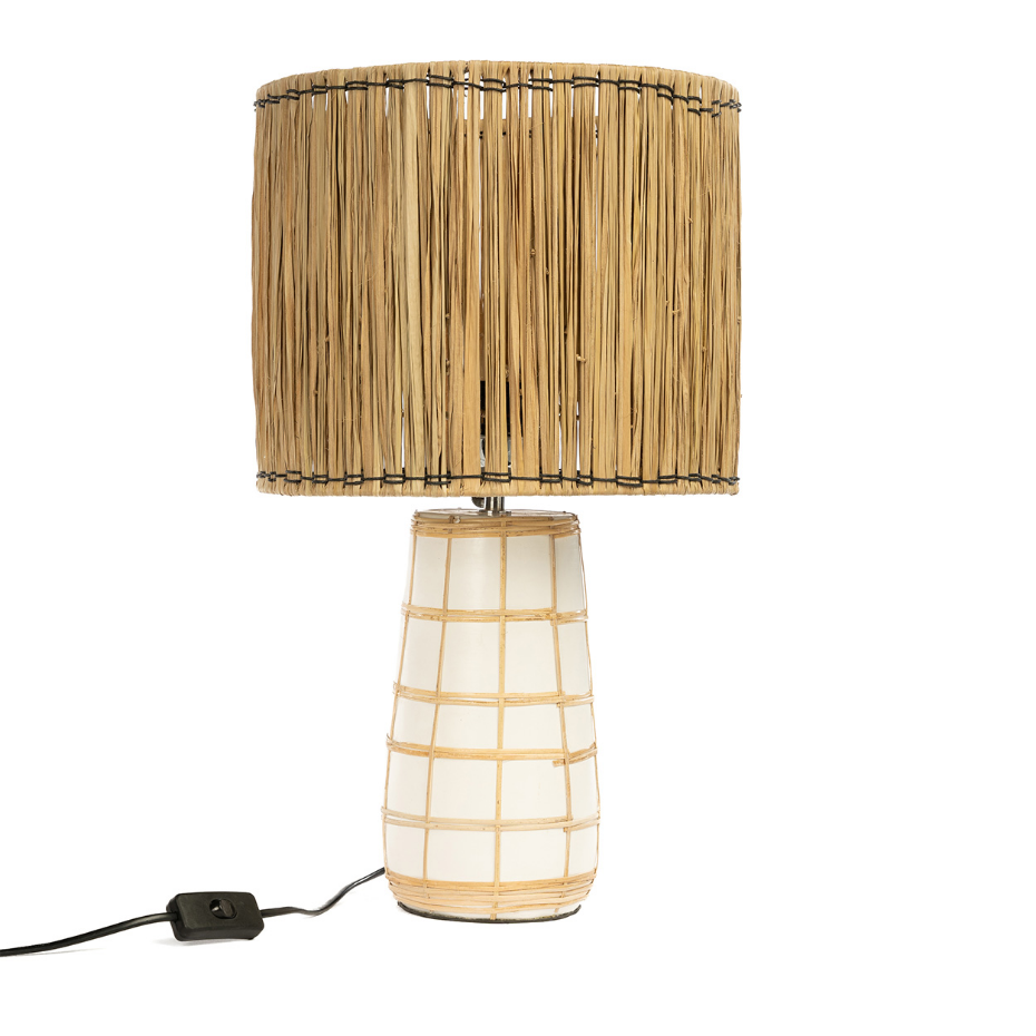 Lampe de table en terre cuite et rotin MOLOKAI