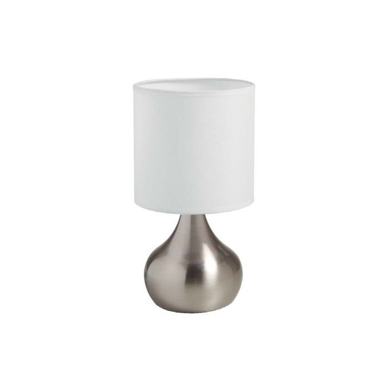 2 Lampes De Chevet Tactile Ida Chrome Mat Abat-jour Blanc