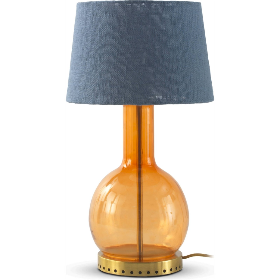 Lampe de table ronde en verre avec abat-jour coton