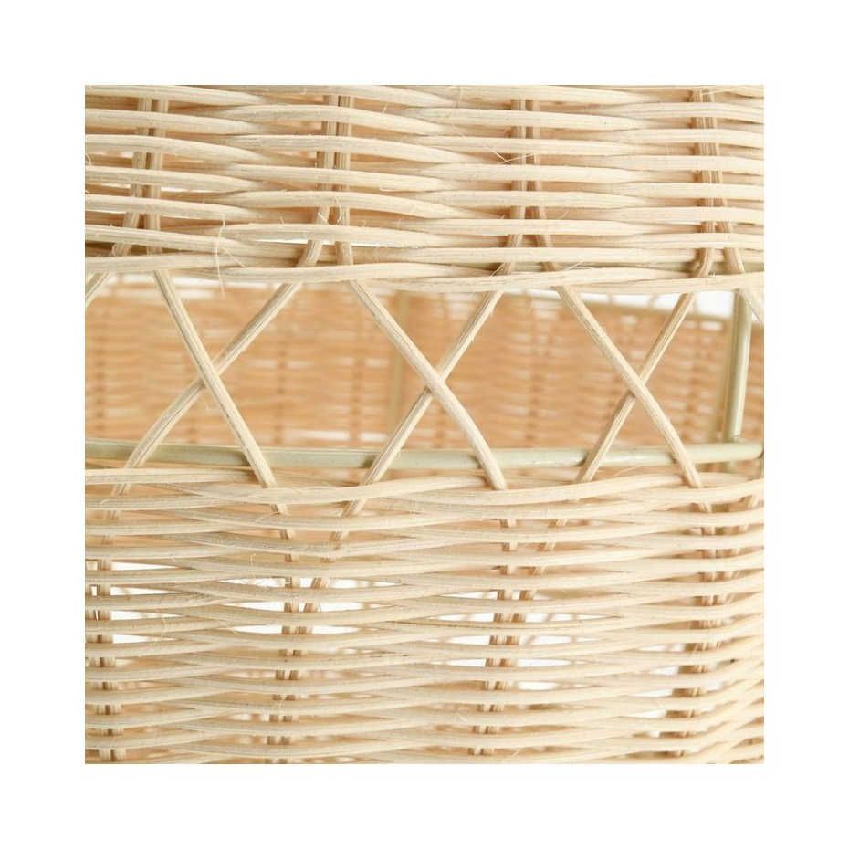 Suspension boule en rotin naturel ajouré et métal Diamètre 26 cm