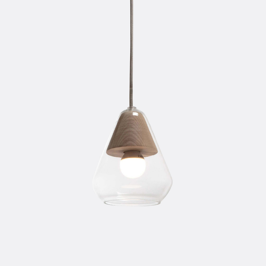 Suspension verre et bois Ø14 cm, Nasoa