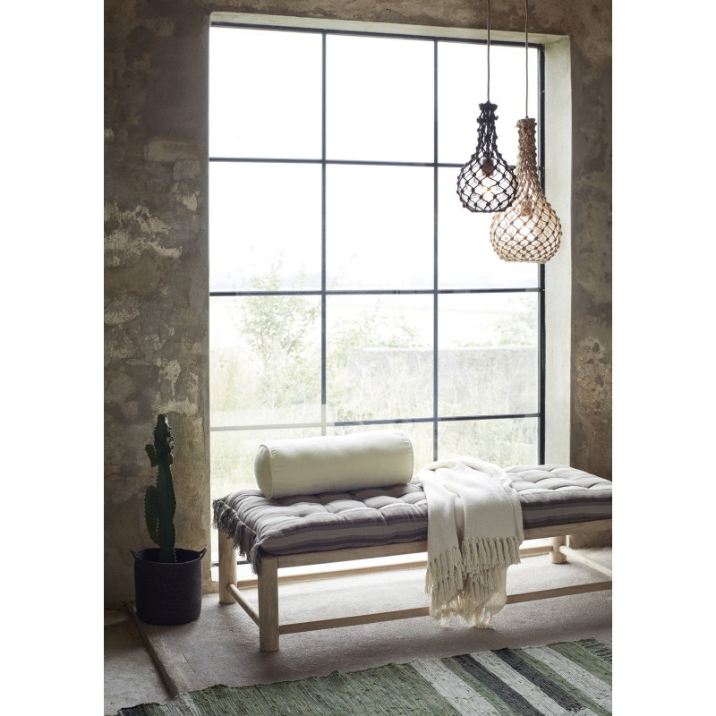 Suspension boule verre filet de jute
