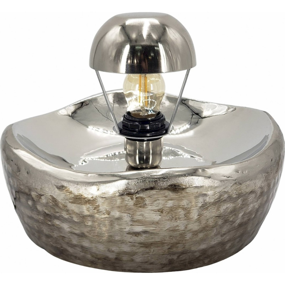 Lampe de table ronde en métal finition  vieilli