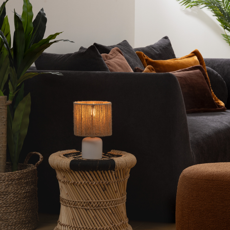 Lampe à poser céramique et chanvre KOBY