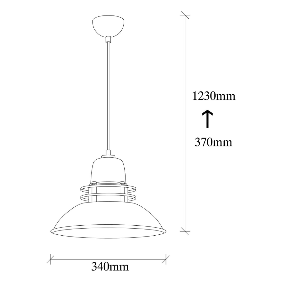 Suspension industrielle métal noir & doré, avec grille SILE