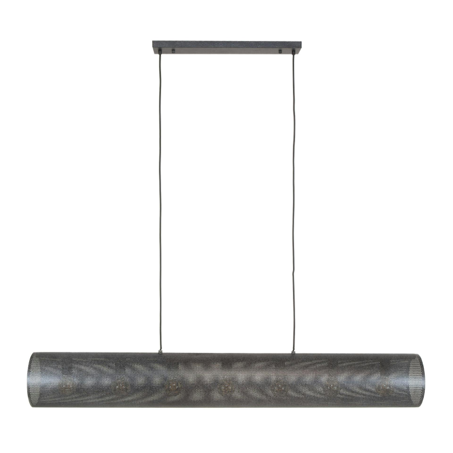 Suspension tube en métal noir perforé 7 lampes RALF
