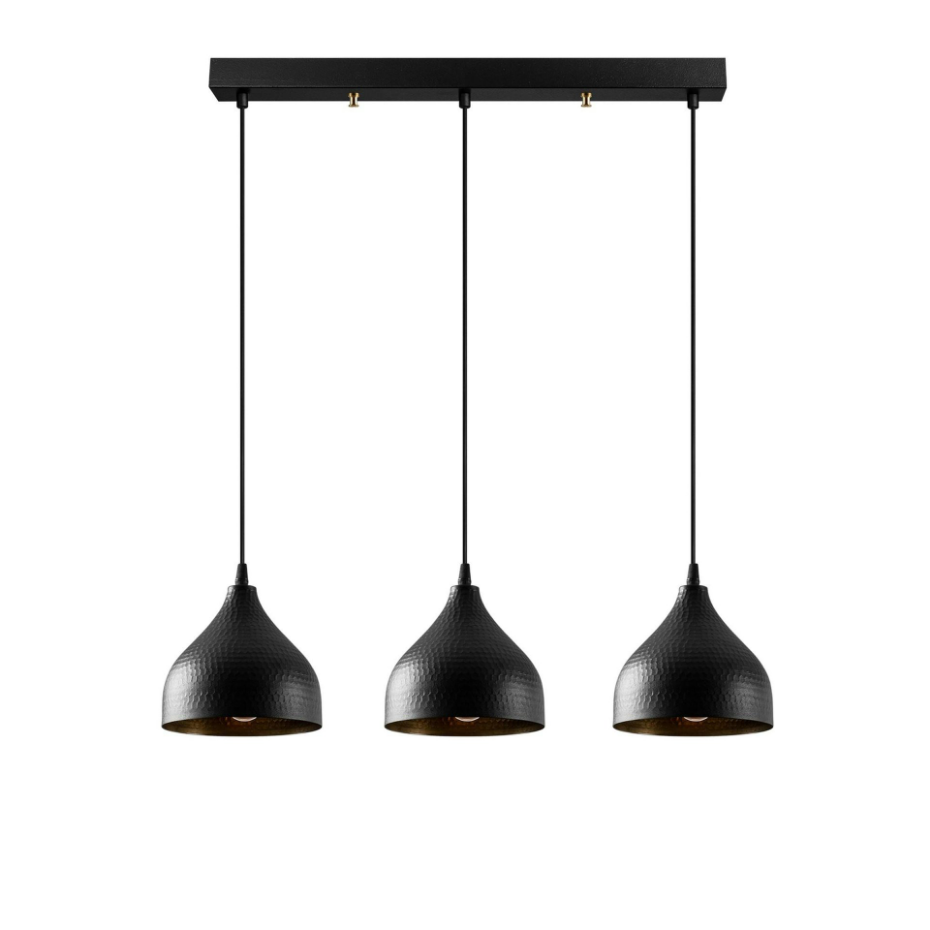 Suspension cuisine noire 3 abat-jour alvéolés SILE