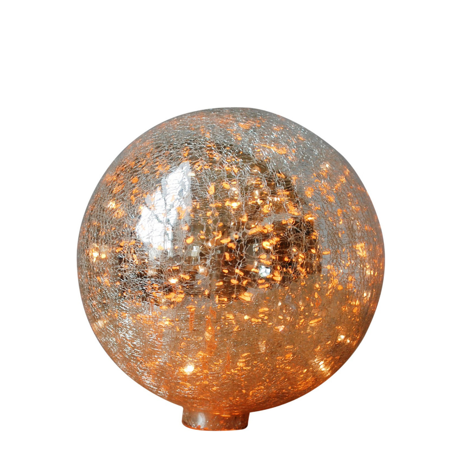 Lampe en verre à poser en boule craquelé 20cm Guirlande