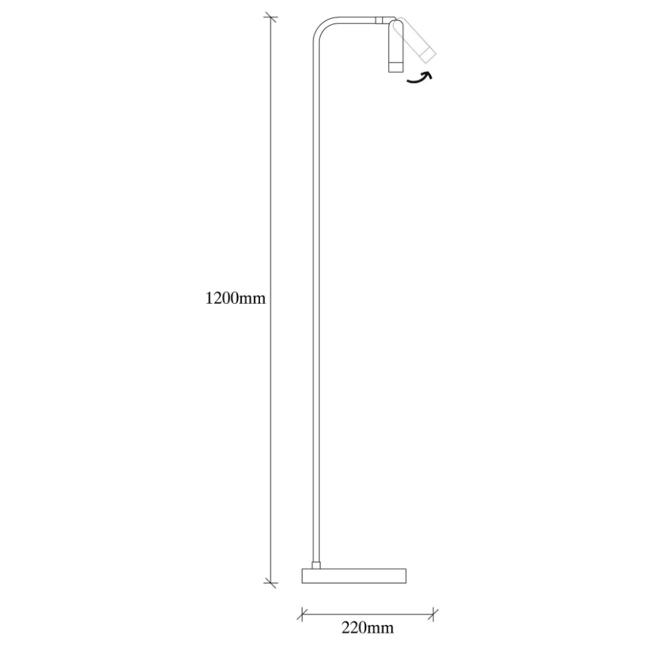 Lampadaire design noir minimaliste à tête orientable SILE