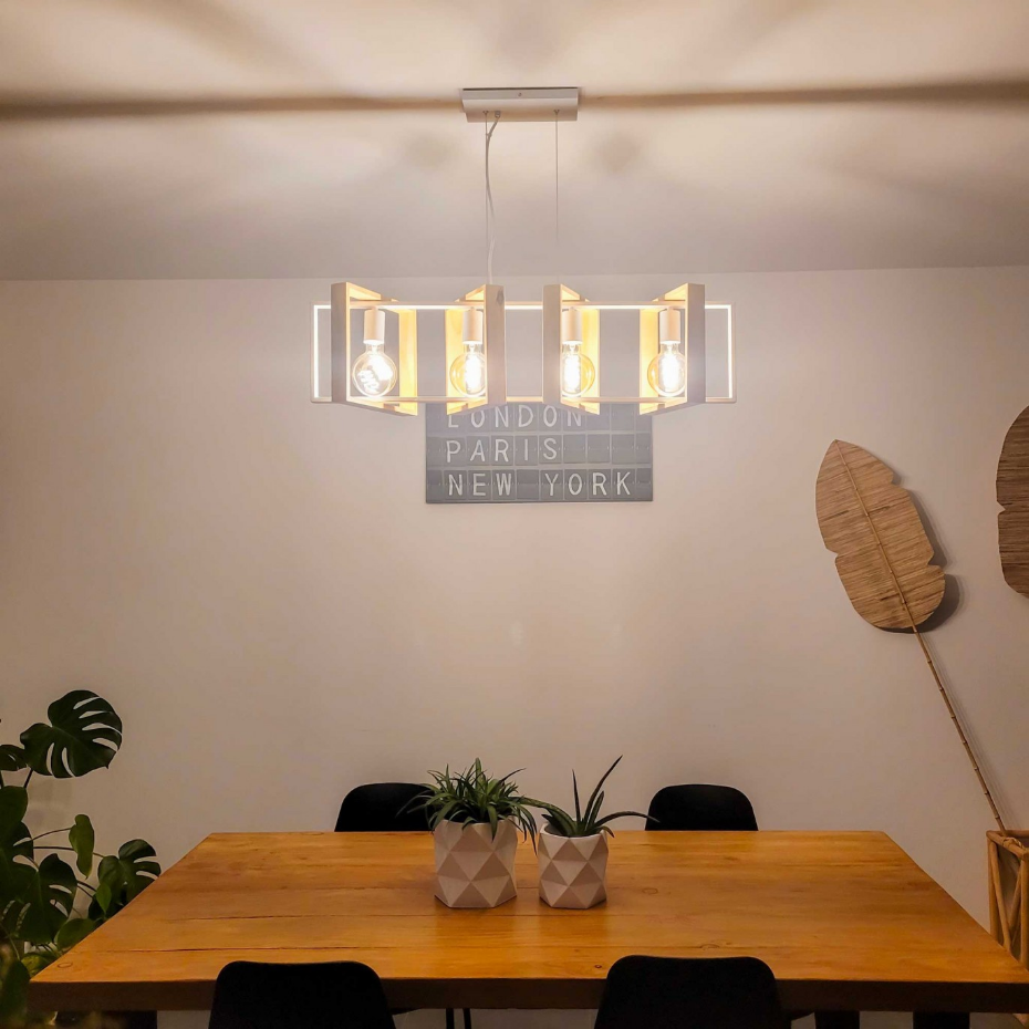 Suspension en bois d'hévéa et métal, WOOLI