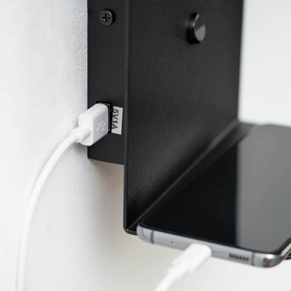 Applique liseuse noire avec USB - LYNGEN