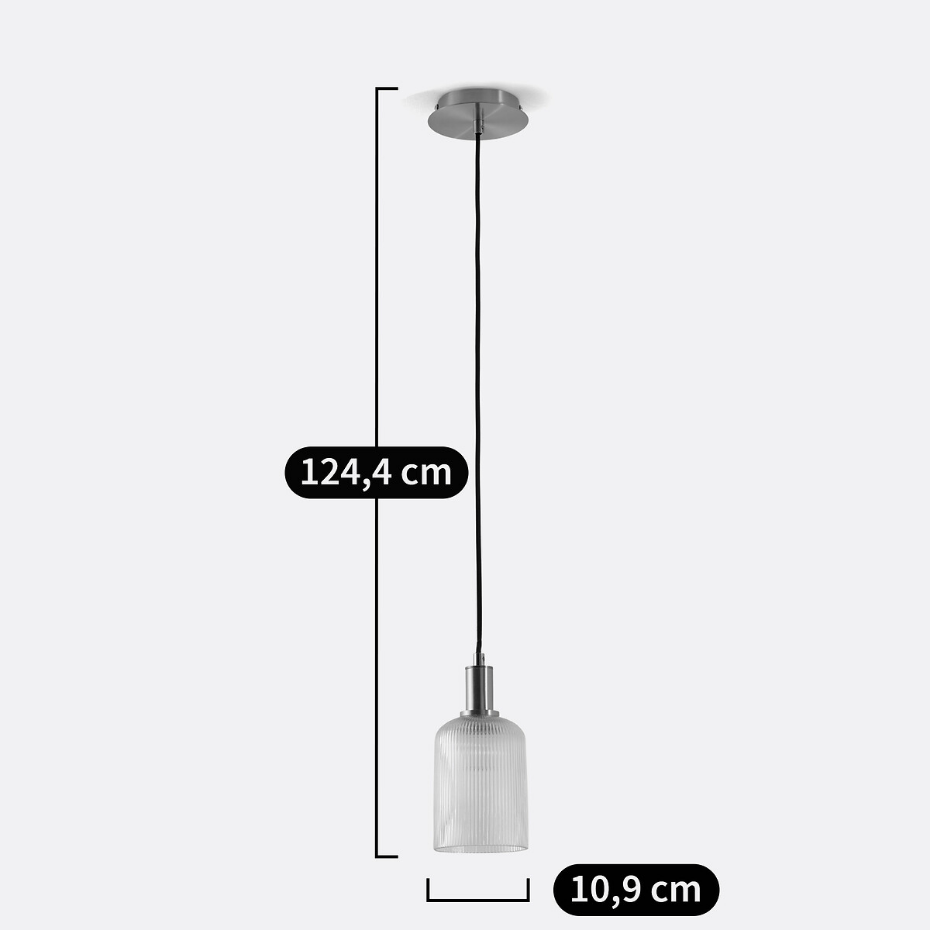 Suspension laiton et verre strié Ø10,9 cm, Bogota