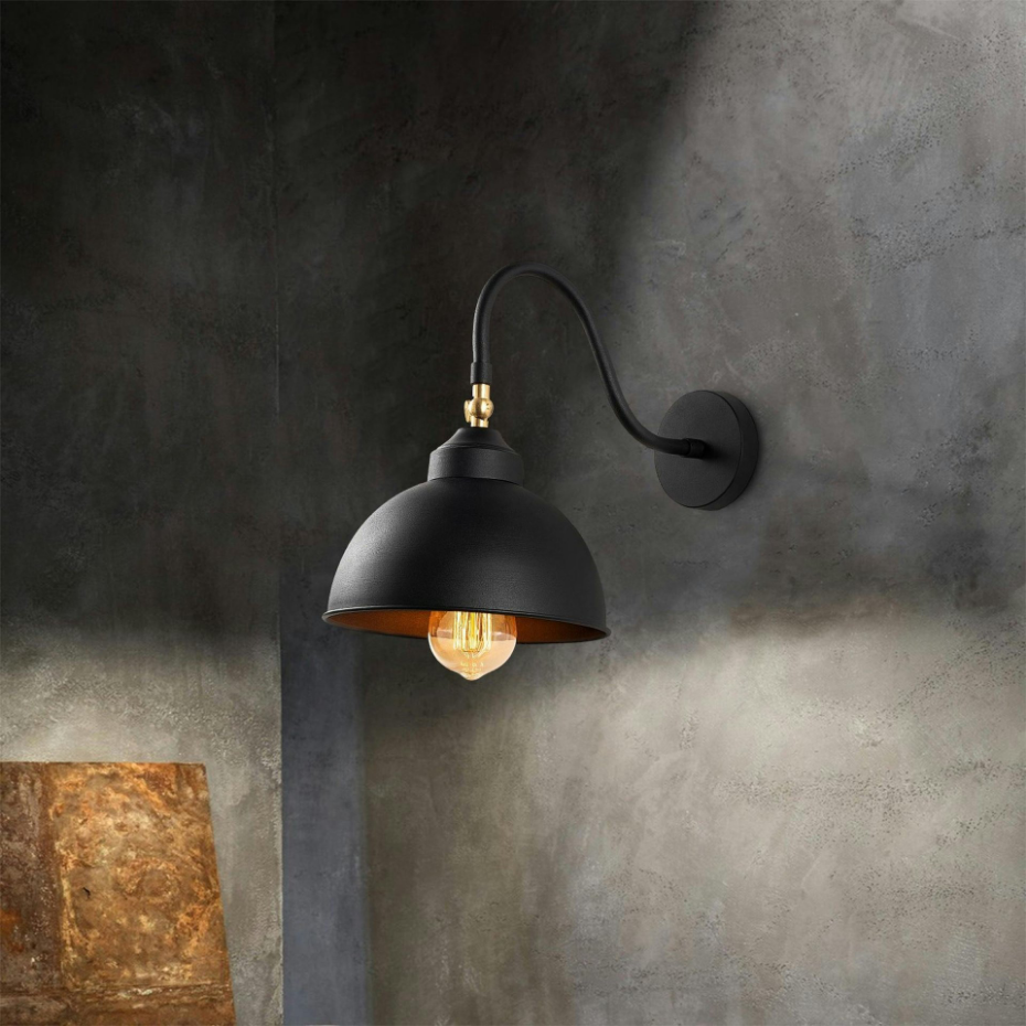 Applique vintage noir mat, abat-jour orientable SILE